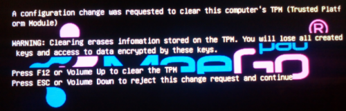 Ошибка a configuration change was requested to Clear this Computer TPM. Clear TPM Keys. TPM device. A configuration change was requested to Clear this Computer's TPM ноутбук что делать.